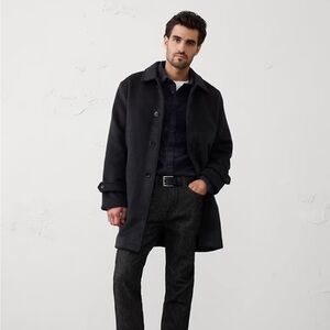 Vintage Banana Republic Wool Cashmere Blend Men's Black Trench Coat